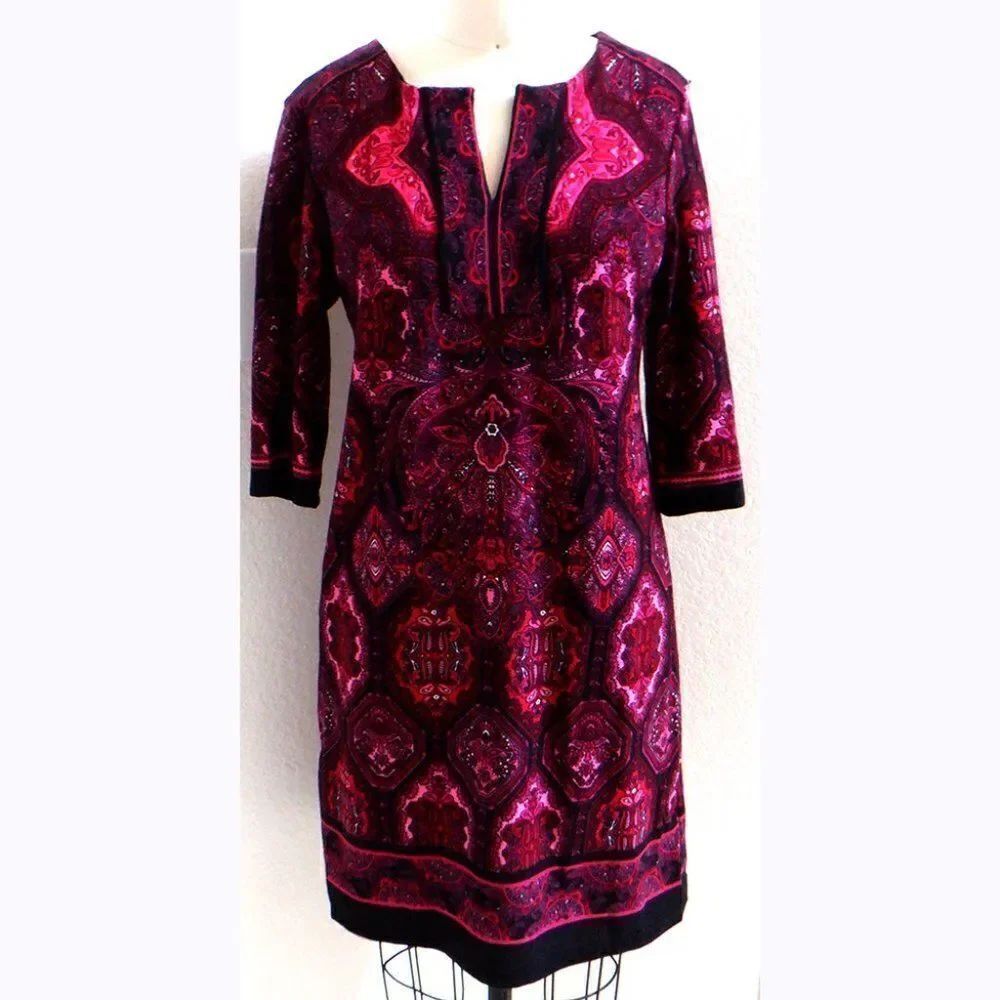 Camryn pink red paisley A-line dress